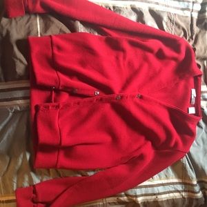 Red cardigan